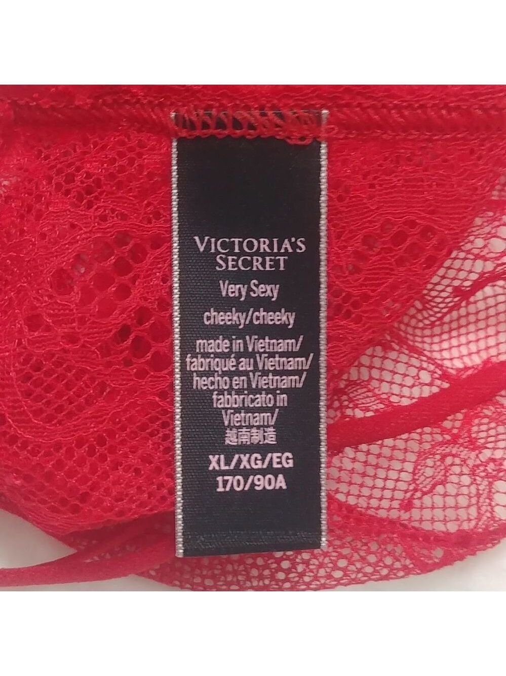 NWOT XL Vintage Victoria's Secret Very Sexy Cheeky Pink/Red Strappy Detail - Picture 16 of 17